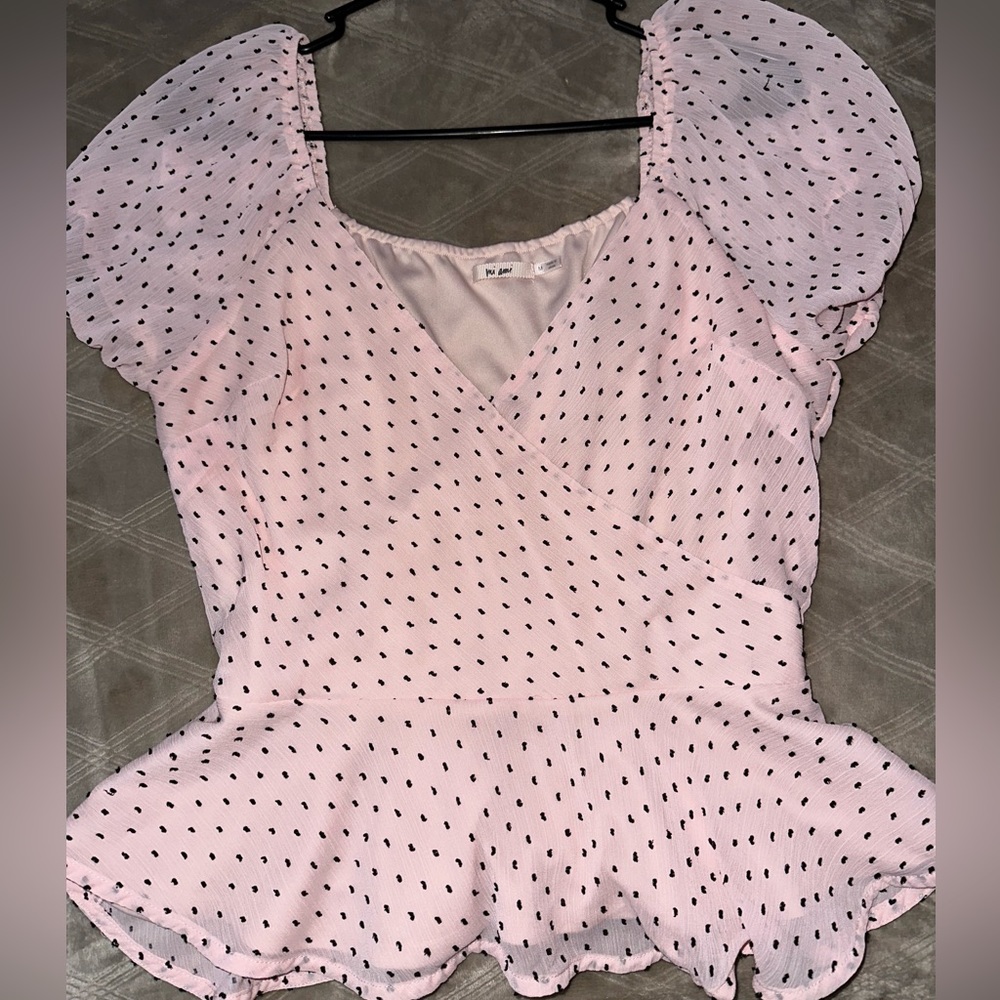 Light pink polka dot blouse